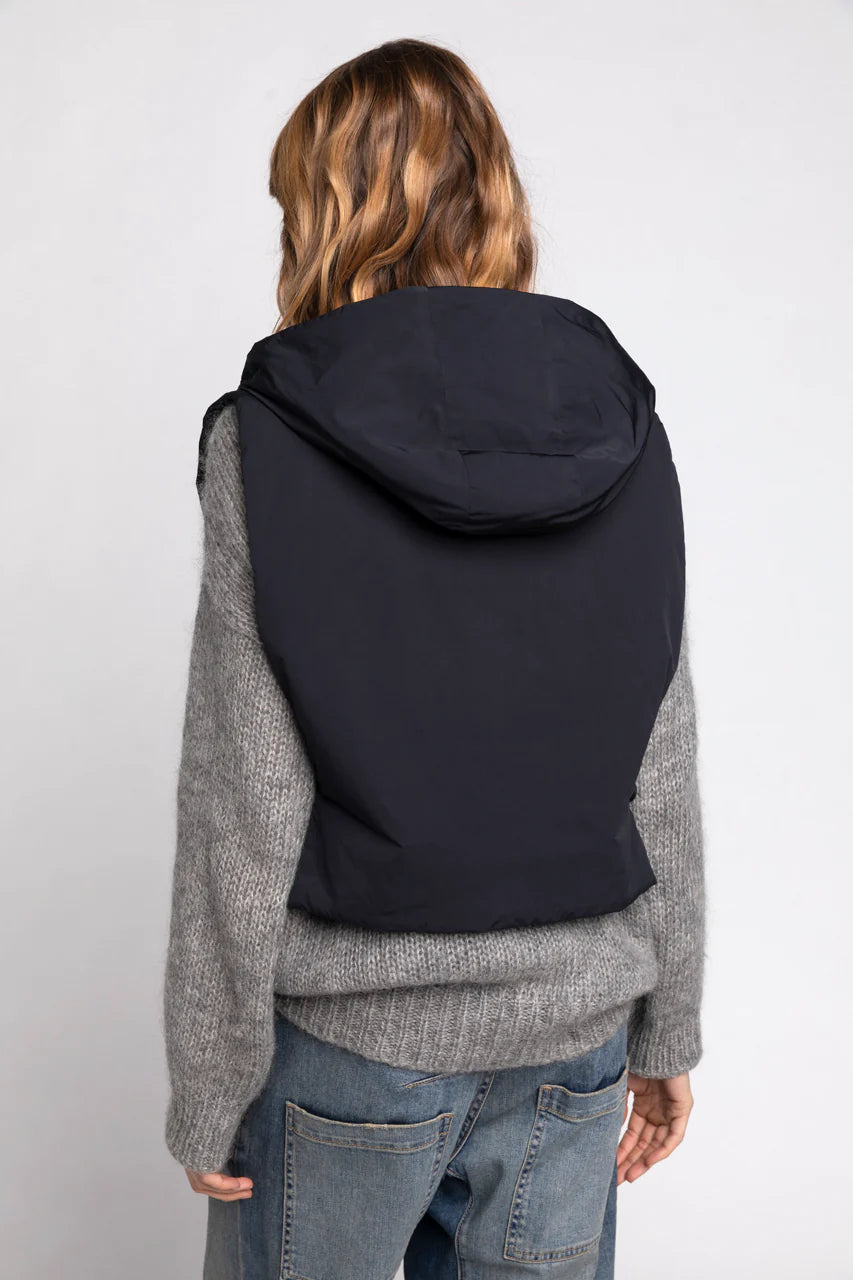 CAILLE hood-Padded accessory hood in navy blue water-repellent fabric