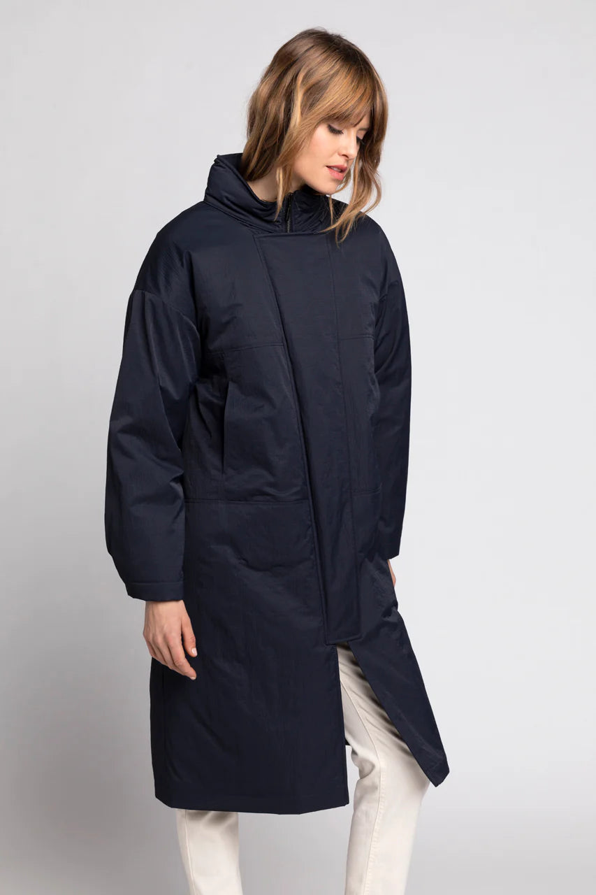 AMBLEON Parka-Long oversized padded parka in navy ripstop fabric
