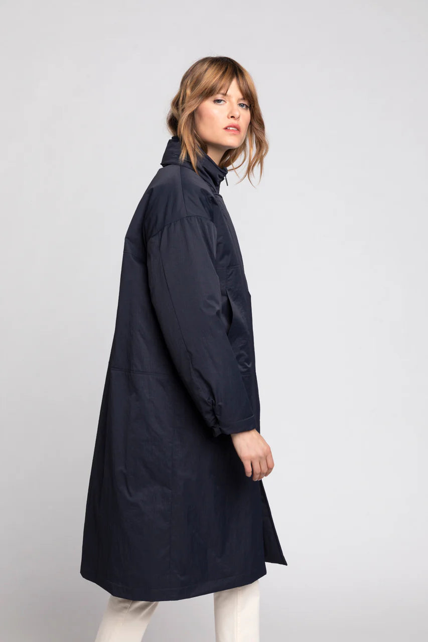 AMBLEON Parka-Long oversized padded parka in navy ripstop fabric
