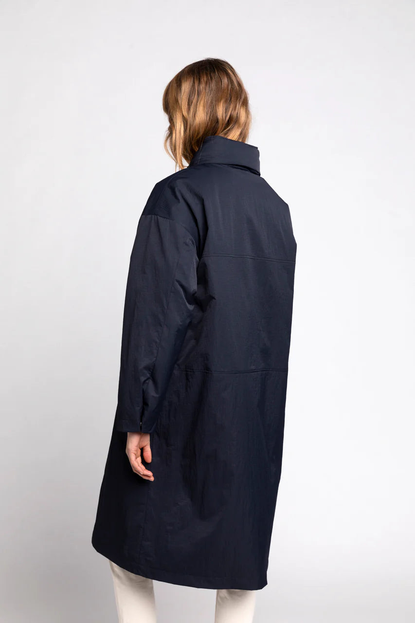AMBLEON Parka-Long oversized padded parka in navy ripstop fabric