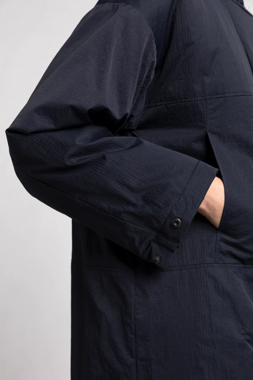 AMBLEON Parka-Long oversized padded parka in navy ripstop fabric
