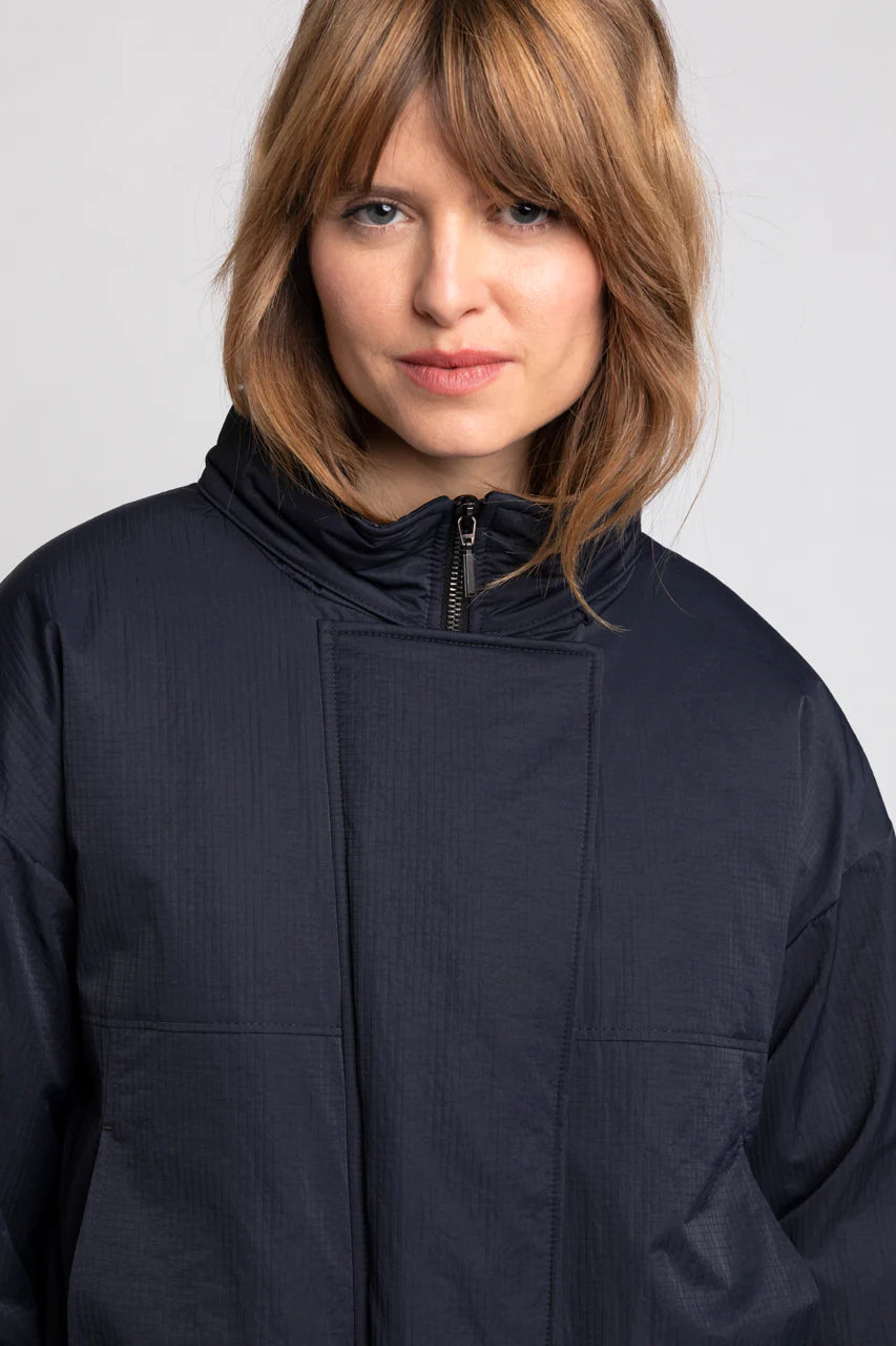 AMBLEON Parka-Long oversized padded parka in navy ripstop fabric
