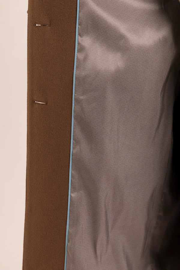 BUELLAS coat-Female straight coat in brown wool cloth