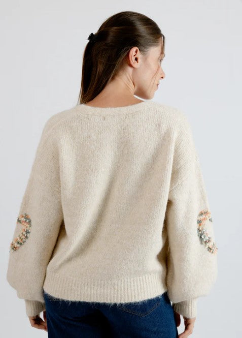 Oversized Heart Cardigan- Ecru