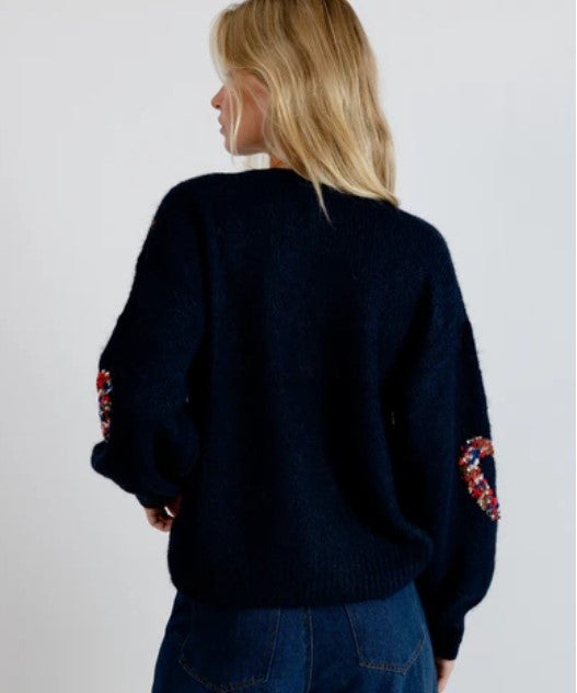Oversized Heart Cardigan- Navy
