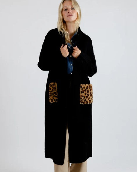 Long Leopard Pocket Coat