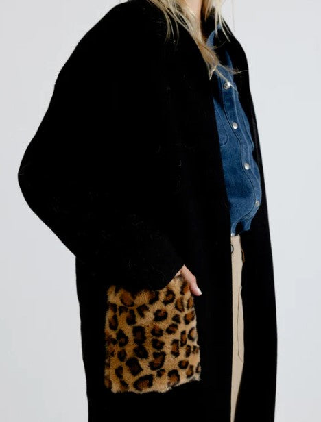 Long Leopard Pocket Coat