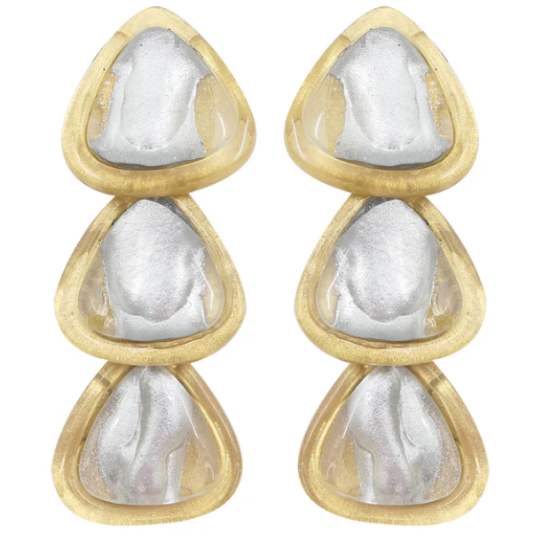 Triangular Cabochons Clip-On Earrings