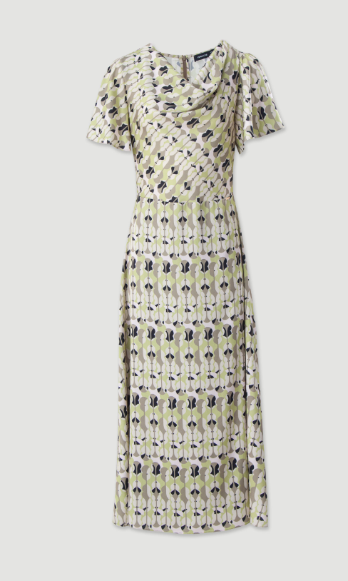 Printed midi dress with draped collar