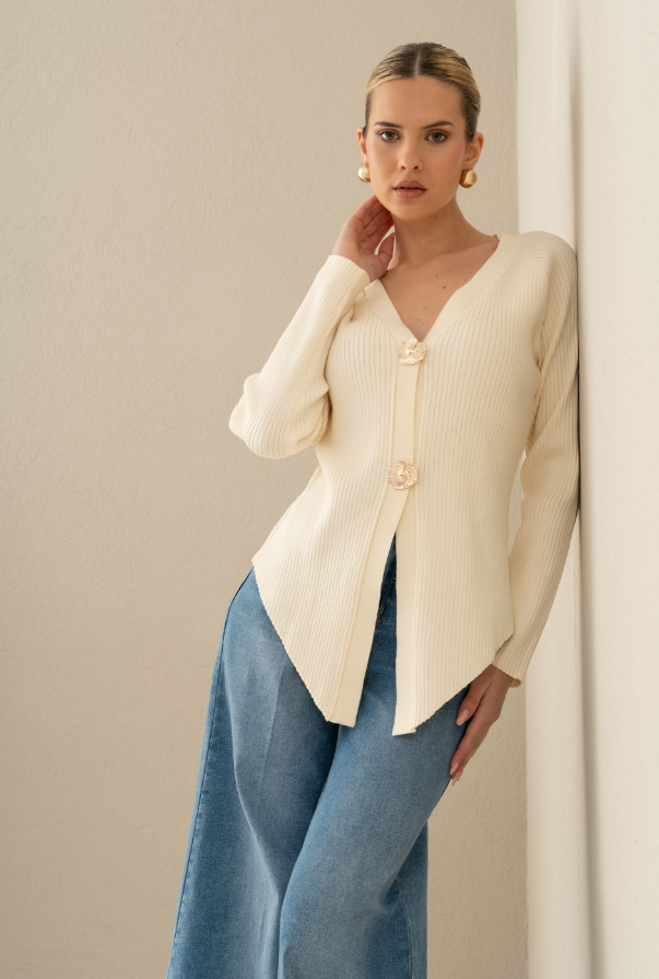 Asymmetrical knit cardigan
